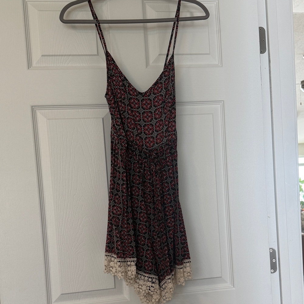 Abercrombie & Fitch Black and Red Patterned Romper